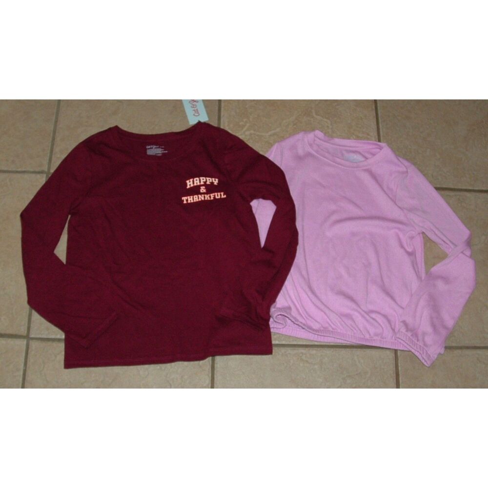 NEW Girls Sz Medium (8) Stretchy Pinkish Purple & Maroon Long Sleeve Shirt Lot